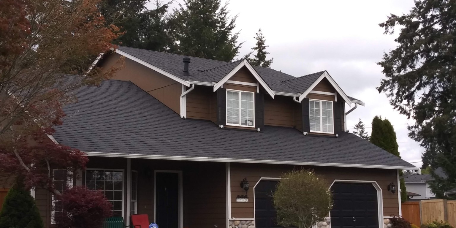 Finished dark shingle roof